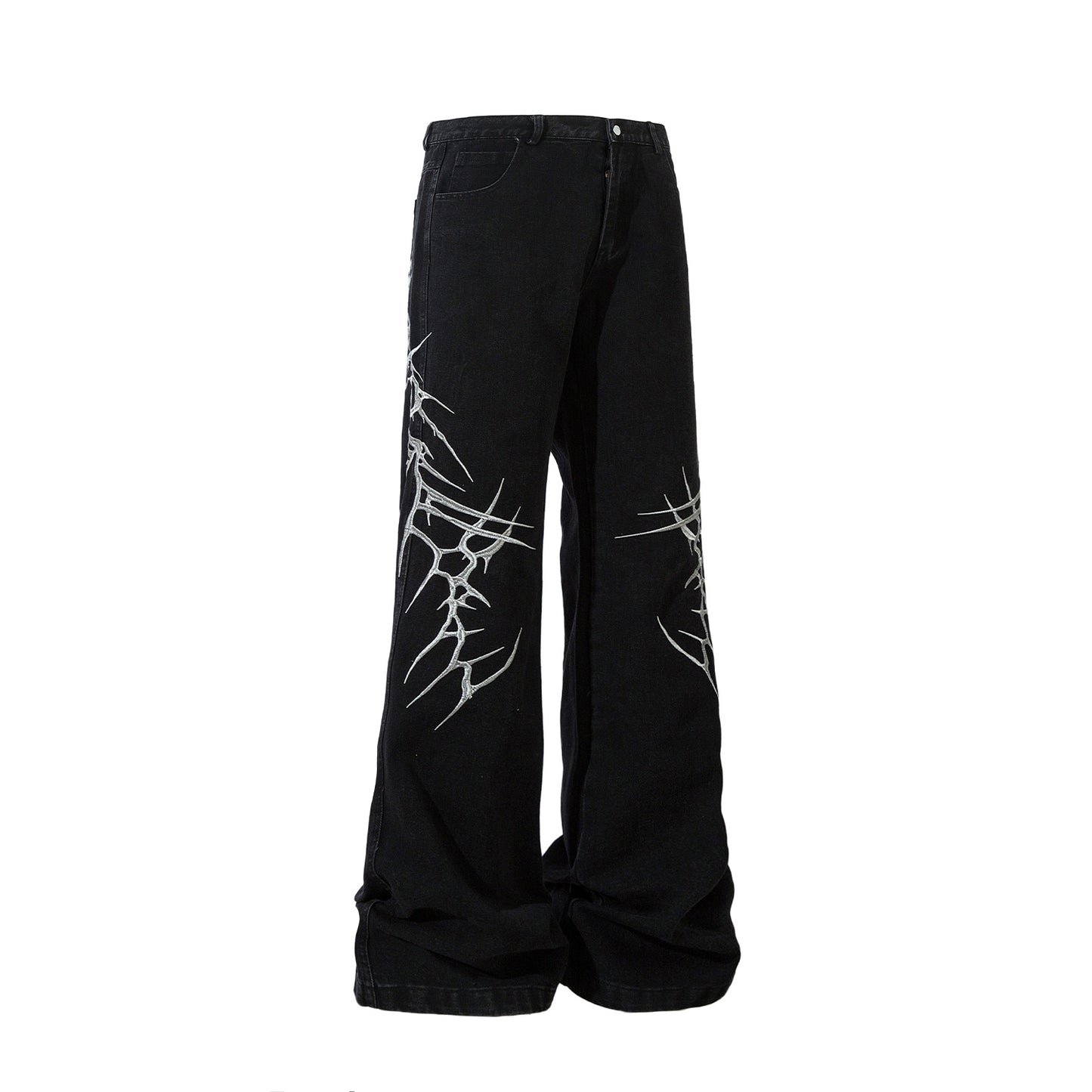 Y2K Dark Web Embroidered Jeans