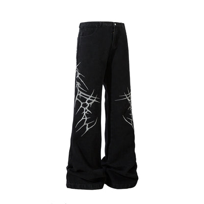 Y2K Dark Web Embroidered Jeans