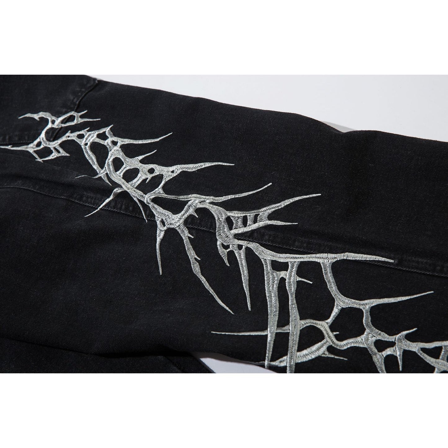 Y2K Dark Web Embroidered Jeans
