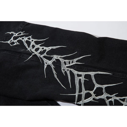 Y2K Dark Web Embroidered Jeans