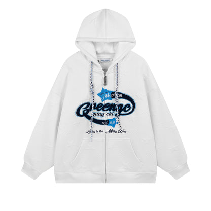 Y2K Embroidered Zip Hoodie