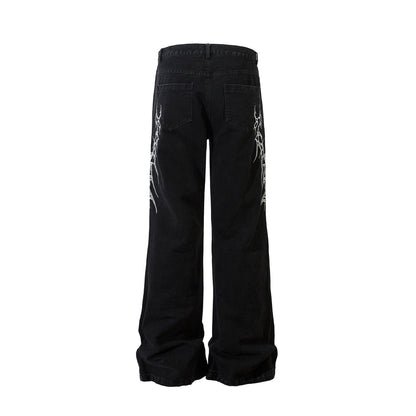 Y2K Dark Web Embroidered Jeans
