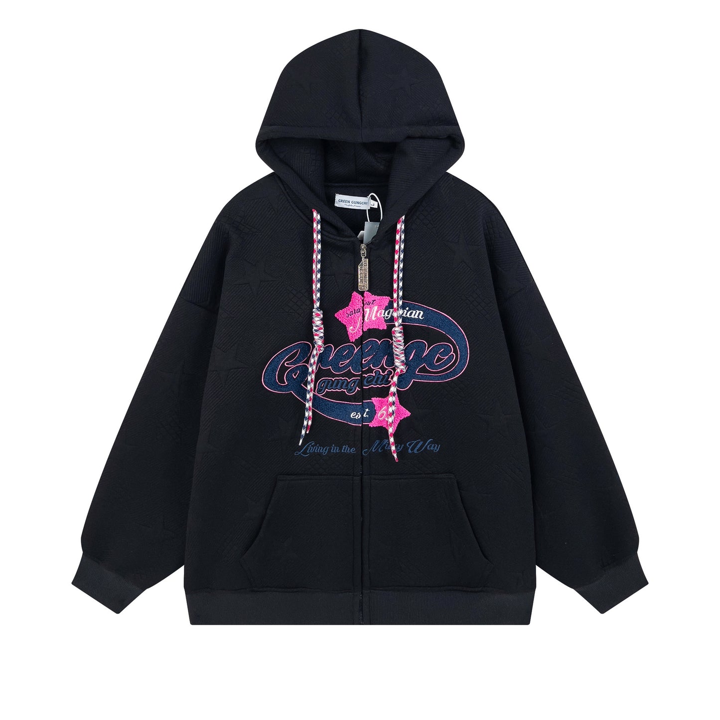 Y2K Embroidered Zip Hoodie