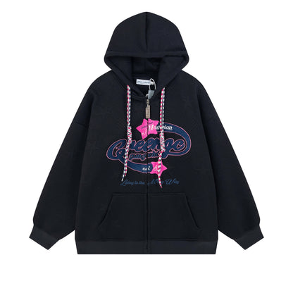 Y2K Embroidered Zip Hoodie