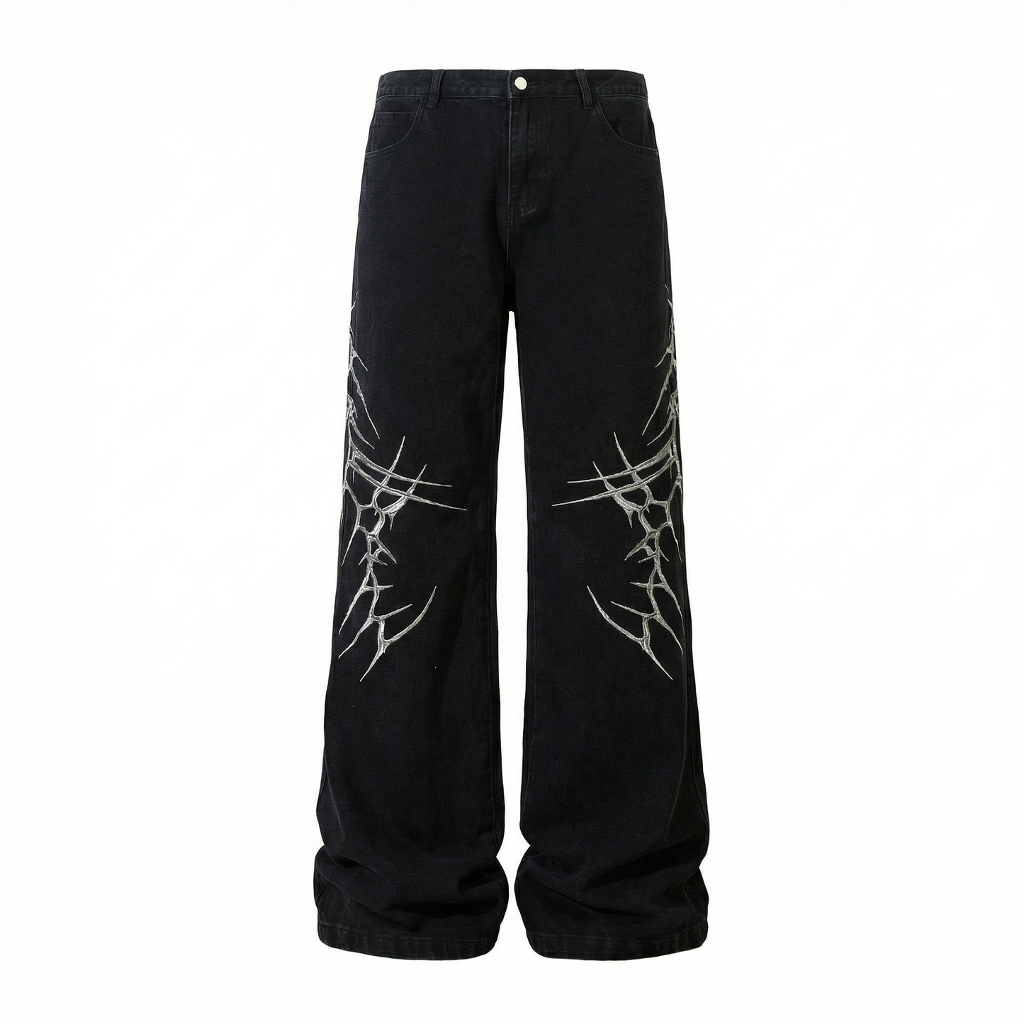 Y2K Dark Web Embroidered Jeans