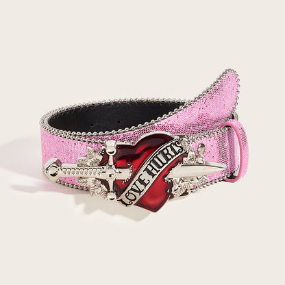 Y2K Heart Belt