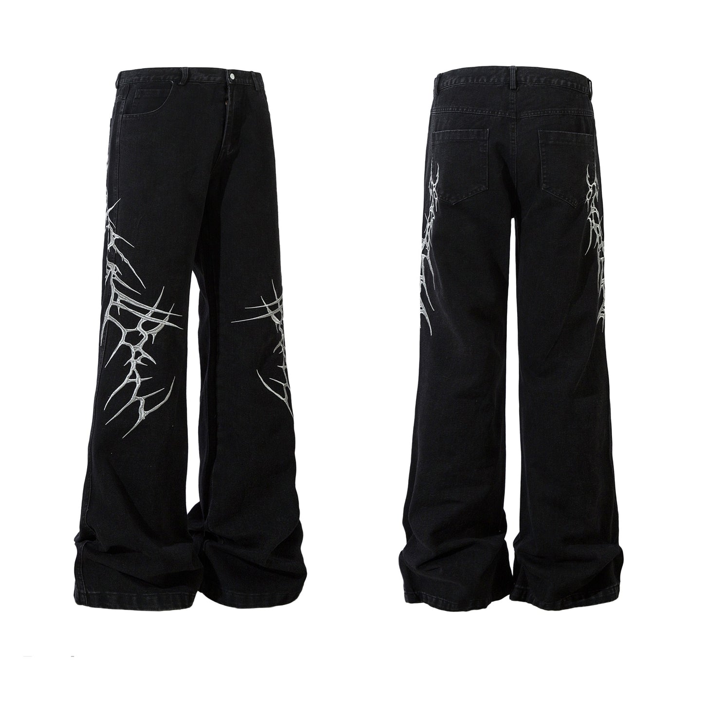 Y2K Dark Web Embroidered Jeans
